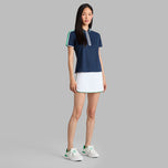 G/Fore Wanita Lengan Kontras Tech Pique Zip Baju Polo Golf - Twilight