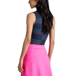 G/FORE Women's Split Stripe Tech Pique Sleeveless Golf Polo Shirt - Takip -silim