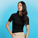 G/FORE Women's Pointelle G Knitted Golf Polo Shirt - Onyx