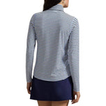 RLX Ralph Lauren Women's UV Stretch Jersey 1/4 Zip Golf Pullover - Refined Navy/Cremic White/Blue Mist
