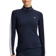 J.Lindeberg 女式 Hertta 长袖高尔夫 Polo 衫 - JL 海军蓝