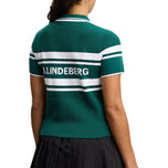 J.Lindeberg 女式 Athena 针织高尔夫 Polo 衫 - 森林生物群系