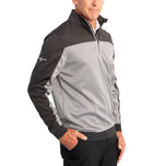 Glenmuir Douglas Quarter Zip Warna Blok Prestasi Midlayer Golf - Light Grey Marl/ Arang