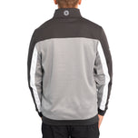 Glenmuir Douglas Quarter Zip Warna Blok Prestasi Midlayer Golf - Light Grey Marl/ Arang