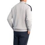 Glenmuir selkirk quarter zip ribbed manggas cotton golf pullover - light grey marl