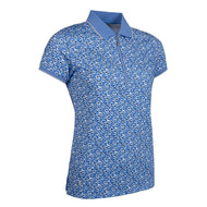 Glenmuir Women Amelia 1/4 Zip Performance Golf Polo Shirt - Light Blue Flowers