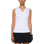 J.Lindeberg Women's Delilah Sleeveless Polo Golf Shirt - Puti