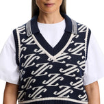 J.Lindeberg 女式 Phoebe 提花针织高尔夫背心 - 卡迪提花 JL 海军蓝