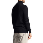 Lyle & Scott Tonal Eagle Merino Blend 1/4 Zip Knit - Madilim na Navy