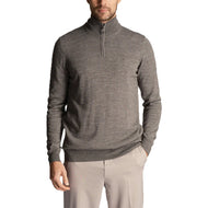 Lyle & Scott Tonal Eagle Merino Blend 1/4 Zip Knit - Mid Grey Marl