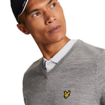 Lyle & Scott Merino Blend V -Neck Knit - Mid Grey Marl