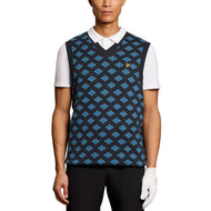 Lyle & Scott Golf V Leher Cotton Argyle Vest - Tentera Laut Gelap