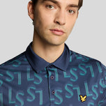 Lyle & Scott Ls Monogram Printed Golf Polo Shirt - Ryder Blue