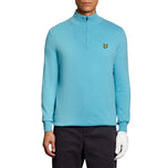 Lyle & Scott Quarter Zip Knitted Golf Jumper - Aquamarine Blue