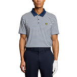 Lyle & Scott Striped Golf Polo Shirt - White/Aquamarine
