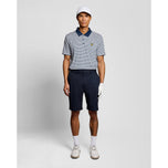 Lyle & Scott Striped Golf Polo Shirt - White/Aquamarine