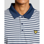 Lyle & Scott Striped Golf Polo Shirt - White/Aquamarine