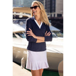 Golftini Women Say Oo Long Sleeve Golf Polo Shirt - Navy/White