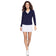 Golftini Women Say Oo Long Sleeve Golf Polo Shirt - Navy/White