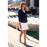 Golftini Women Say Oo Long Sleeve Golf Polo Shirt - Navy/White