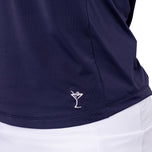 Golftini Women's Say Yes Sleeveless Golf Polo Shirt - Navy/White