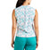 Baju Golf Leher Olok-olok Tanpa Lengan Linnea Wanita - Putih/Biru Aruba