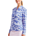 Nivo Wanita Lolita UV Lengan Panjang Mock Neck Shirt - Cobalt