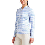 Nivo Wanita Lolita UV Lengan Panjang Mock Yock Golf Shirt - Blue Gentle