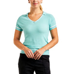 Nivo Women's Nyla V-Neck Knitted Golf Polo Shirt - Aruba Blue