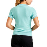 Nivo Women's Nyla V-Neck Knitted Golf Polo Shirt - Aruba Blue
