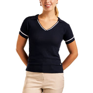 Nivo Women's Nyla V-Neck Knitted Golf Polo Shirt - Navy