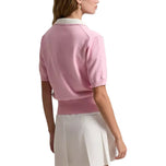 RLX Ralph Lauren Women's 2/48 Cotton Blend Maikling Manggas Knitted Golf Polo Shirt - Light Pink/white Splash