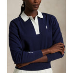 RLX Ralph Lauren Women's Performance Polo Collar Knitted Pullover - Pinong Navy