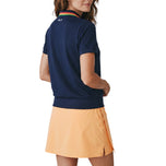 RLX Ralph Lauren Women's Tour Pique Crochet Collar Golf Polo Shirt - Refined Navy Multi