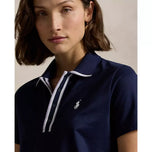Kemeja Polo Golf Pique Tour Wanita RLX Ralph Lauren - Tentera Laut Ditapis/Lilac Cantik/Putih Seramik