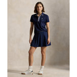 Kemeja Polo Golf Pique Tour Wanita RLX Ralph Lauren - Tentera Laut Ditapis/Lilac Cantik/Putih Seramik