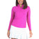 IBKUL Women's Solid Long Sleeve Zip Mock Neck Shirt - Hot Pink