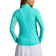 Ibkul Women Solid Long Sleeve Zip Mock Neck Shirt - Jade