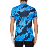 J.Lindeberg Tour Tech Regular Fit Print Golf Polo Shirt - Warp Sonic Blue