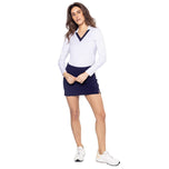 Golftini Women Say Oo Long Sleeve Golf Polo Shirt - Puti/Navy