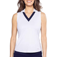 Golftini Women Say Oo Sleeveless Golf Polo Shirt - White/Navy