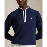 RLX Ralph Lauren Women's Stretch Jersey Quarter-Zip Pullover - Refined Navy/White