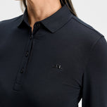 J.Lindeberg 女式 Flor 长袖高尔夫 Polo 衫 - 黑色