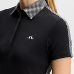 J.Lindeberg 女式卡拉印花高尔夫 Polo 衫 - 黑色