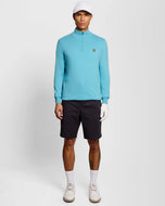 Lyle & Scott Quarter Zip Knitted Golf Jumper - Aquamarine Blue