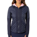 Golftini Women's Hooded Wind Breaker Jacket - Navy/Light Pink