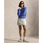 Pullover Golf Campuran Kapas 2/48 RLX Ralph Lauren Wanita - Kabus Biru/Percikan putih
