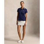RLX Ralph Lauren 女式 Tour Pique 高尔夫 Polo 衫 - 精致海军蓝/陶瓷白/亮粉色