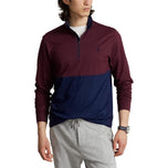 Prestasi Polo Ralph Lauren 1/4 Zip Jersey Peached - Wain Harvard/Tentera Laut Perancis