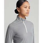 RLX Ralph Lauren Women Stretch Jersey 1/4 Zip Golf Pullover - Steel Heather/Chic Cream